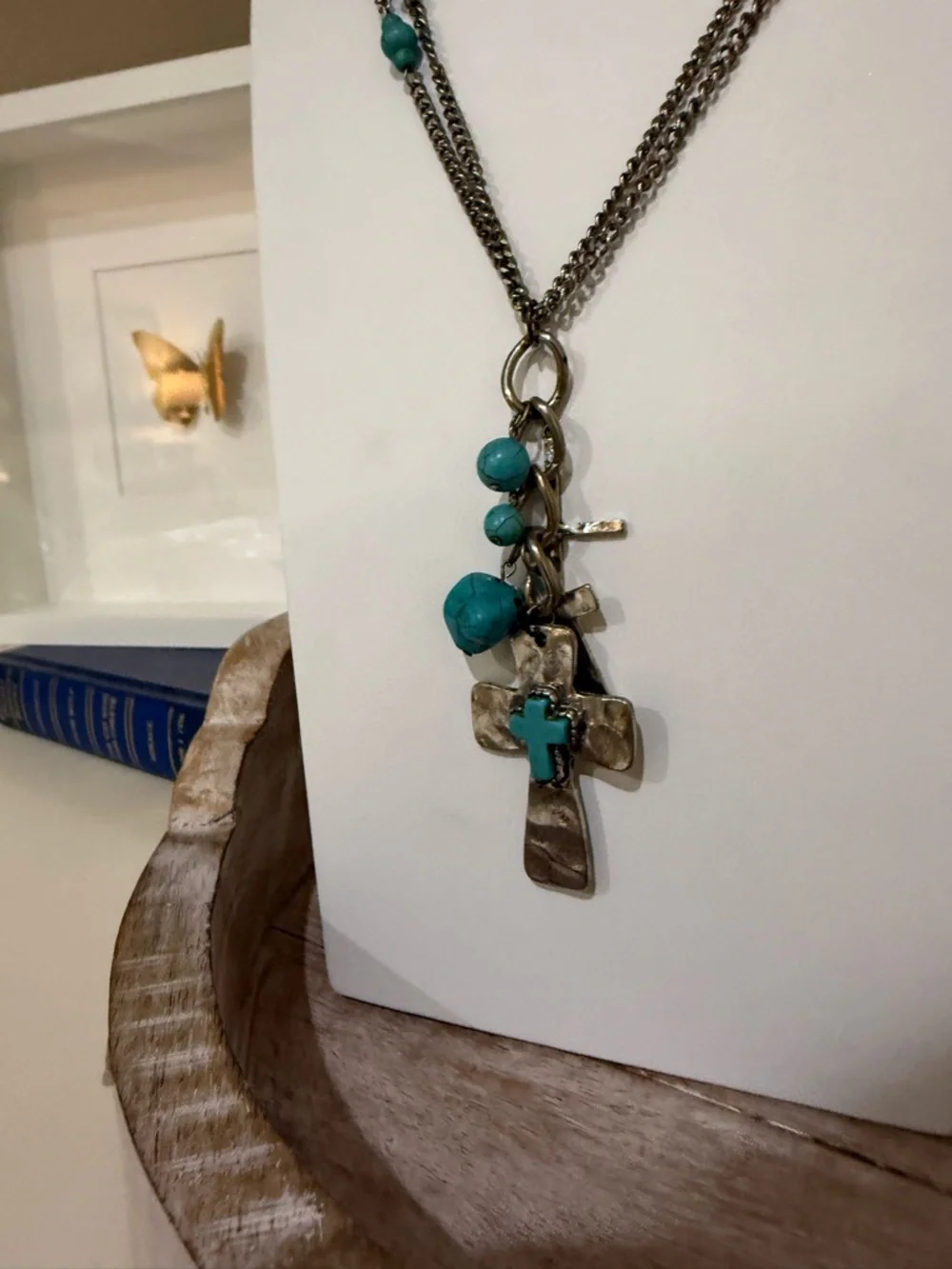 Shyanne Extra Long Multi-Layer Necklace with Long Cross Pendants